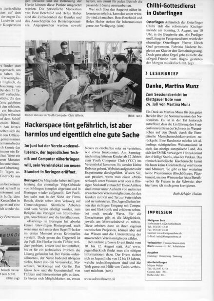 Artikel Klettgauer Bote